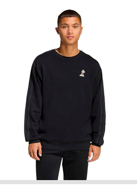 adidas阿迪达斯三条纹黑色简约套头衫26春男卡通印花卫衣 JZ5068