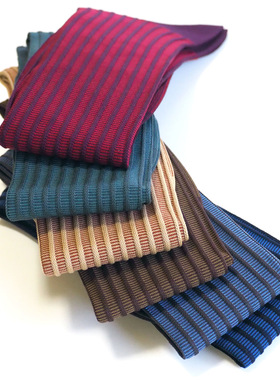 il-regalo 日本男士条纹正装商务袜 及膝袜 条纹提花 ilregalo