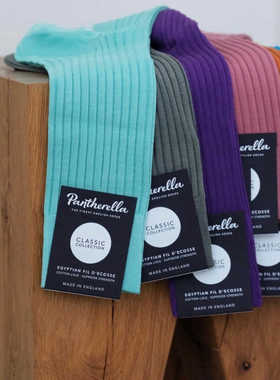 Pantherella英国埃及丝光棉男士绅装正装长筒上午皮鞋西装袜男