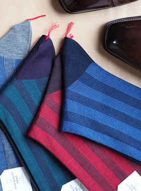 il-regalo 日本男士条纹正装商务袜 中筒袜 宽条纹 ilregalo