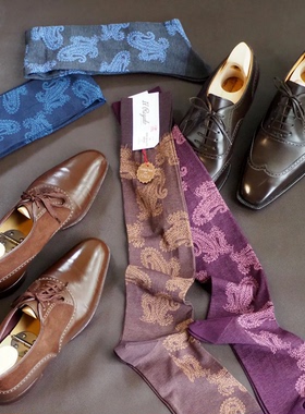 il-regalo 精美佩斯利图案商务袜 长筒袜 正装袜