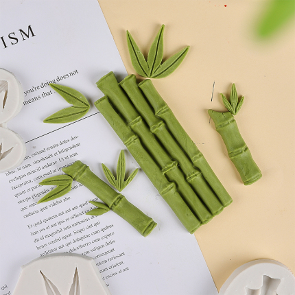 Silicone Mold Bamboo Leaves Longevity Bamboo Chocolate Fondant Birthday Cake Decoration Topper Baking Tools