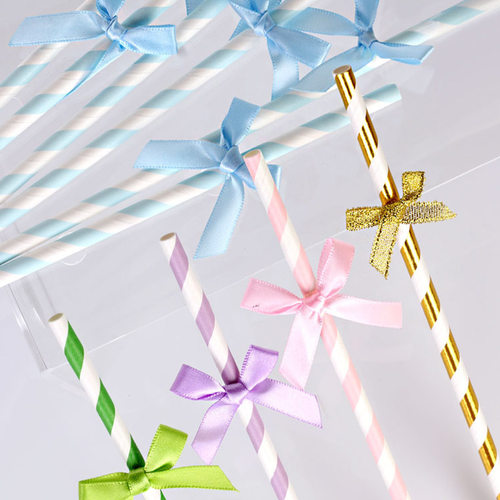 小胖橘纸吸管蝴蝶结装饰生日布置