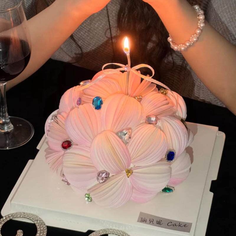 网红ins宝石蛋糕装饰彩色水晶钻石摆件成品糯米花灯笼果生日摆件