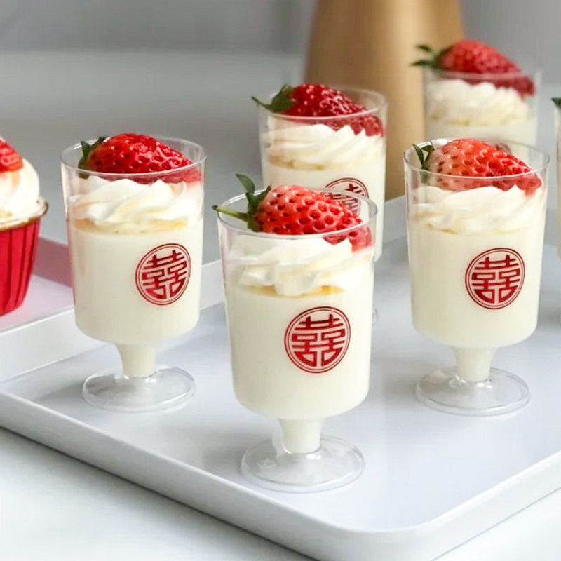 小酒杯杯高脚慕斯硬塑料加厚一次性杯子布丁奶冻甜品杯迷你网红