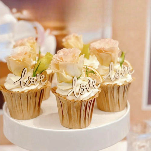 love蛋糕装饰金色香槟婚礼