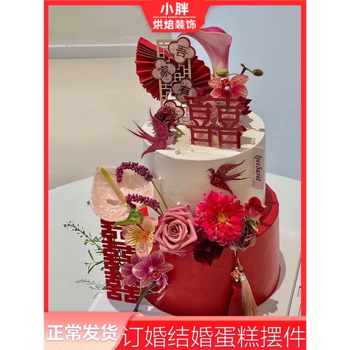 婚礼甜品台装饰红色订蛋糕