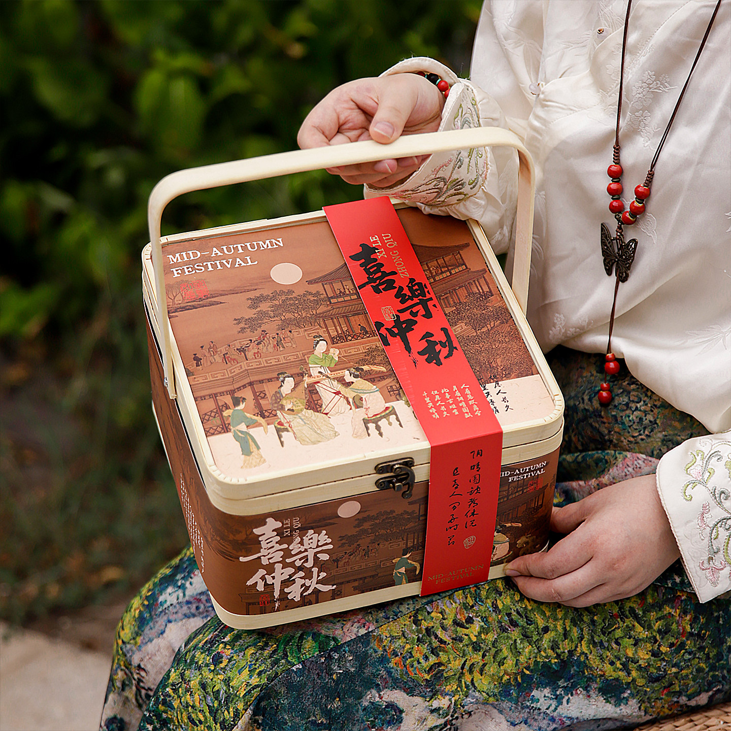 2026月饼包装盒中秋节礼物盒竹编手提盒子竹篮礼品盒礼盒空盒
