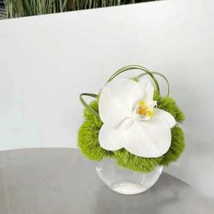 饰 简约现代轻奢商业插花圆形球玻璃花瓶黑白室内桌面前台民宿装