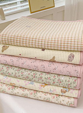 A类水洗棉床盖单件四季通用榻榻米夹棉加厚亲肤学生床单罩三件套