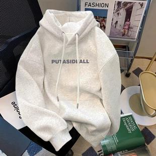 重磅纯棉美式连帽卫衣男秋冬宽松加绒加厚套头帽衫春秋ins外套潮