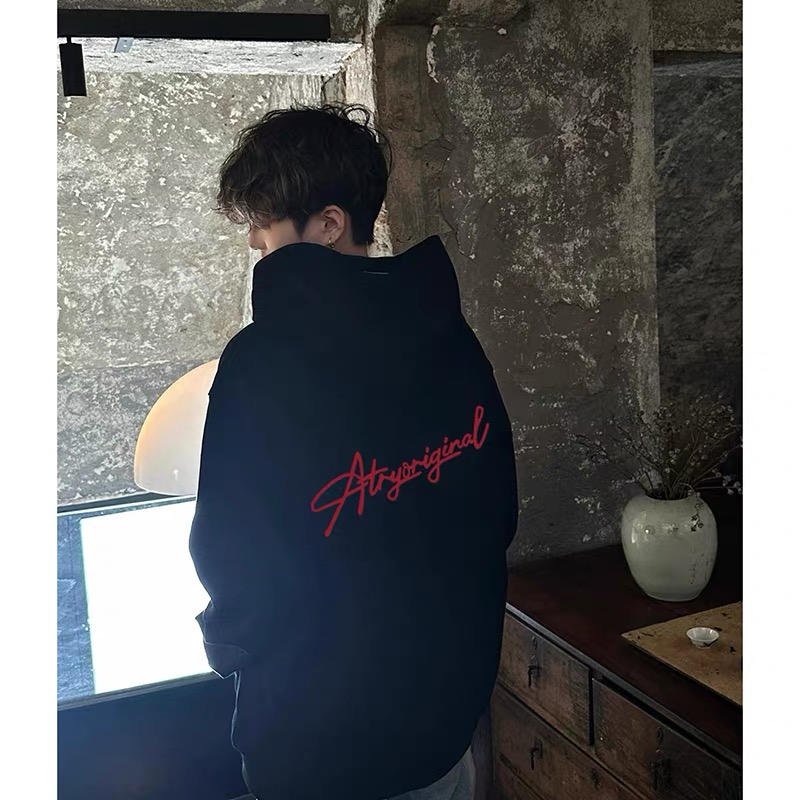 美式高街嘻哈风纯棉连帽卫衣男