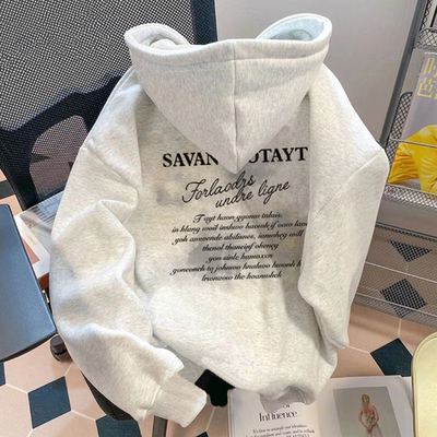 美式潮牌字母印花连帽卫衣男秋冬