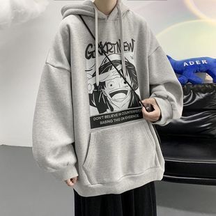 美式 重磅100%纯棉连帽卫衣男日系风潮流潮牌秋冬季 宽松加绒外套潮