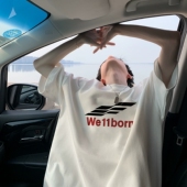 潮牌痞帅宽松半袖 t恤男夏季 上衣服体恤 高街字母短袖 重磅纯棉美式