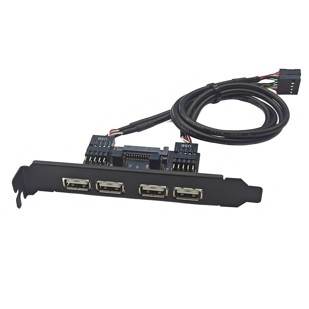 台式机电脑后置挡板线9PIN扩展2口4口usb2.0机箱面板线加强取电口