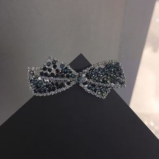 小号领结发夹女后脑勺轻奢发卡水钻夹子弹簧夹半扎发横夹成人顶夹