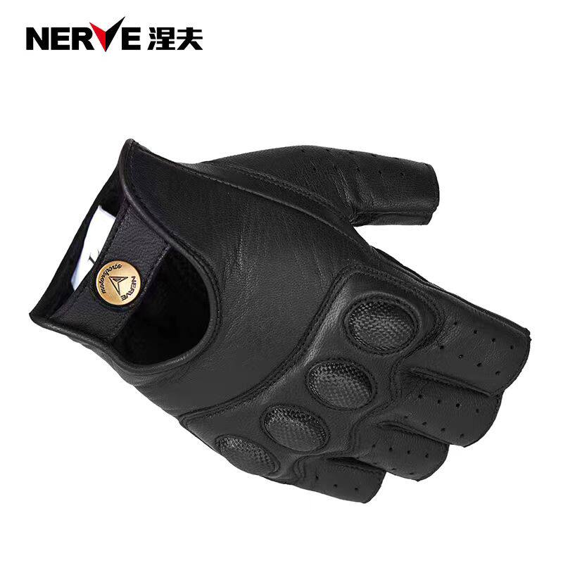 NEVER涅夫夏季半指皮手套防摔耐磨KQ1055