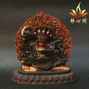 尼泊尔手绘彩绘二臂玛哈嘎拉大黑天佛像铜像家居装饰摆件黑袍金刚