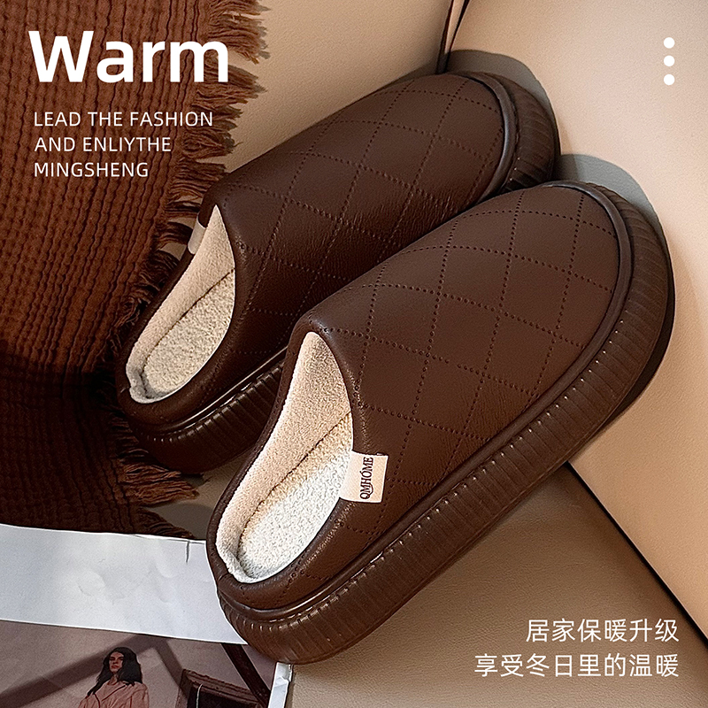 冬季2025新款居家女款室内家居防滑保暖绒毛棉拖鞋女