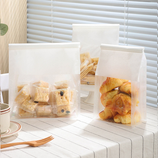 小号吐司袋牛轧糖雪花酥饼干纸袋卷边铁丝封口面包切片袋子可定制