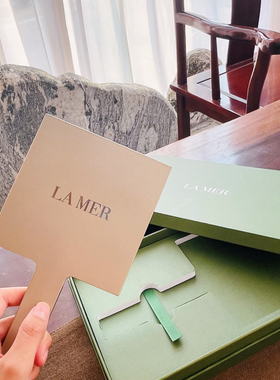 伴手礼LAMER化妆镜大牌简约高级感手持镜随身便携补妆镜手柄镜女