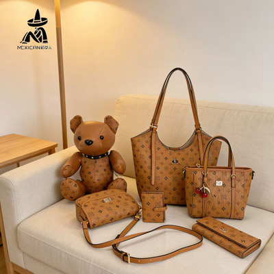 稻草人女包印花托特包2026春季新款大容量通勤手提单肩腋下水桶包