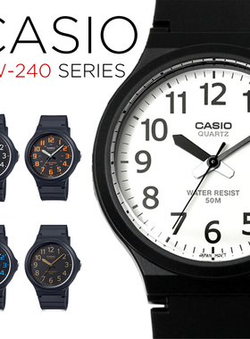 大表盘卡西欧Casio运动手表男 简单耐用防水老人学生手表女MW-240