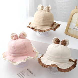 新款儿童盆帽可爱小猫卡通男女童遮阳帽户外防风防晒宝宝遮阳帽子