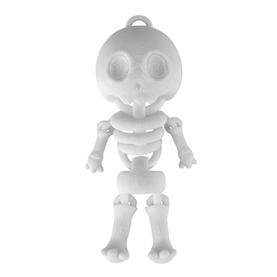 白色骷髅3D打印万圣节礼物扭动活动关节扭扭怪可爱钥匙扣挂件1pc