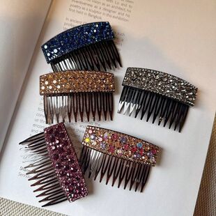 韩版 后脑勺侧边夹碎发刘海发梳发饰 轻奢满天星水钻倒插梳发夹新款