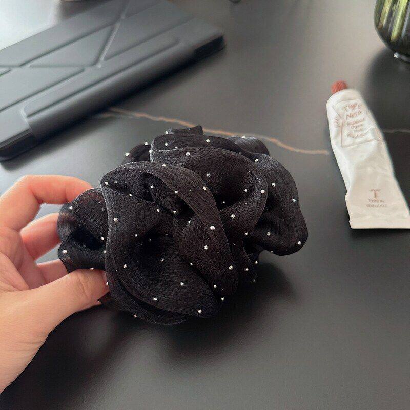 双面网纱云朵泡泡香蕉夹女在逃公主头蝴蝶结发夹后脑勺高马尾头饰