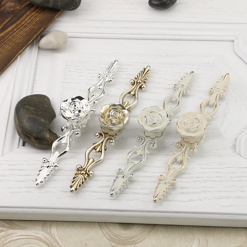 欧式玫瑰复古抽屉拉手单孔距128/