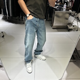 2026春季潮牌男士中直筒牛仔裤宽松水洗西面高弹力休闲长裤百搭