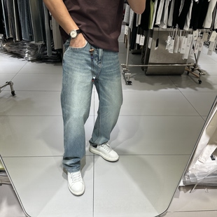 ONXE夏季潮牌男士浅色牛仔裤宽松水洗四面弹小直筒休闲长裤时尚