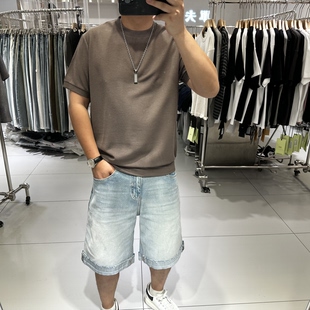 夏季新款男士圆领莱赛尔短袖T恤简约纯色韩版宽松软糯亲肤半袖ins