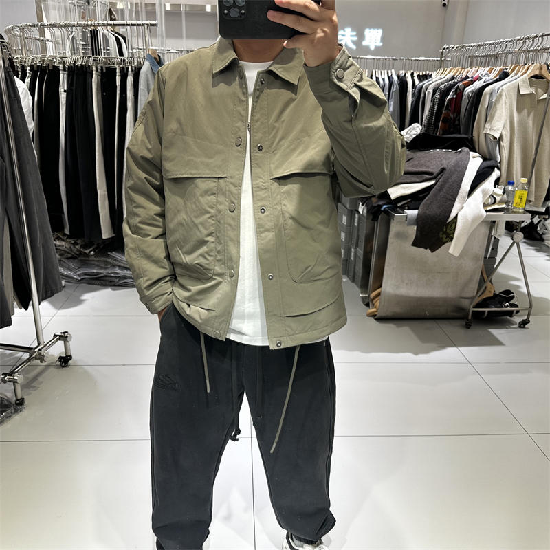 2025秋冬新款男士翻领衬衫夹棉外套宽松休闲保暖户外工装棉衣夹克