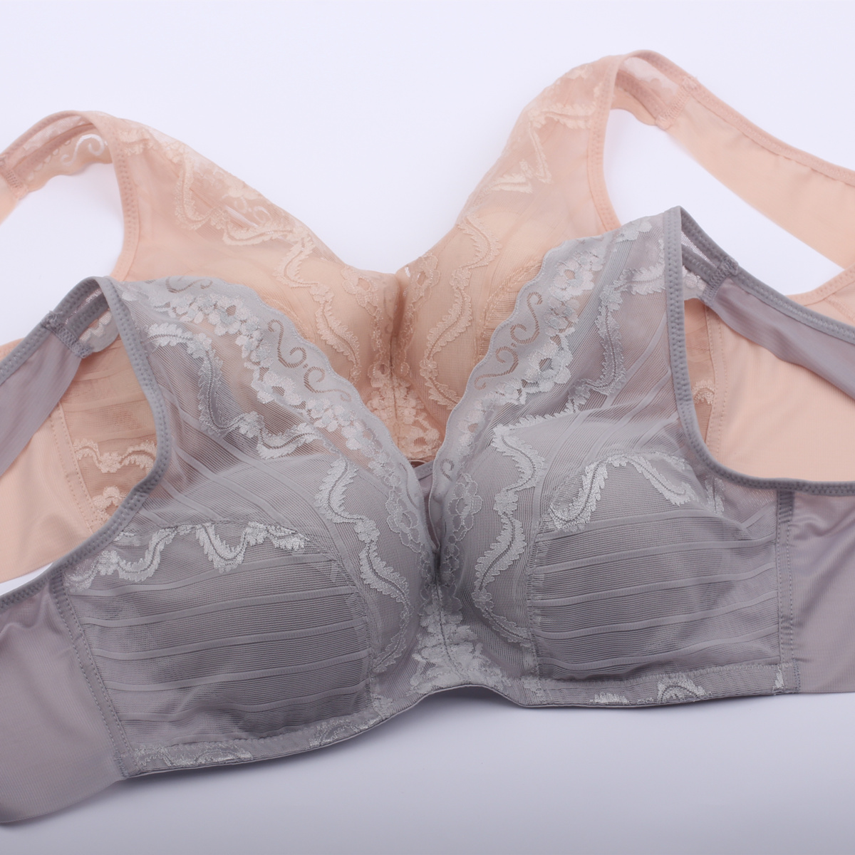 灰色薄杯侧收无钢圈文胸内衣包邮