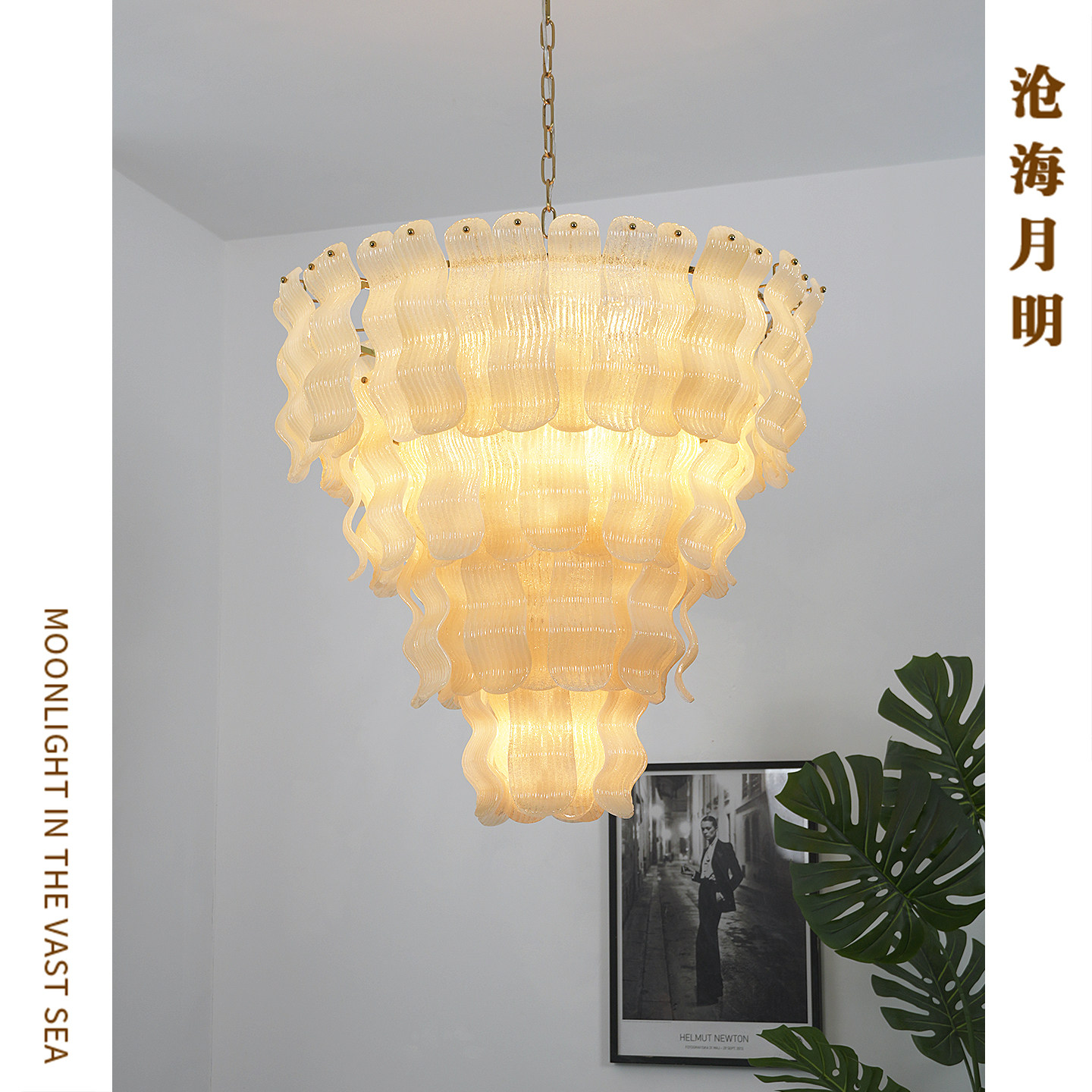 法式轻奢玻璃楼梯灯客厅美式复古复式挑空楼餐厅卧室loft吊灯