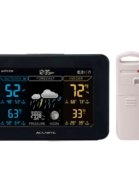 美国AcuRite 02027A1 彩色气象站 温度 湿度计 监测 无线天气预器