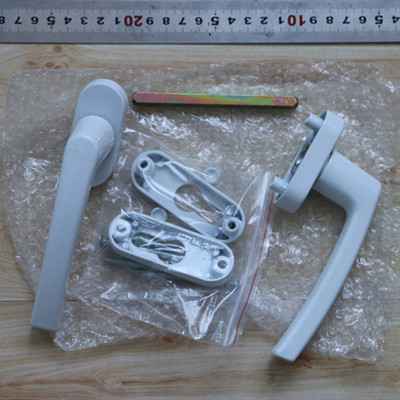 塑钢对穿门把手 平开门双面执手 阳台卫生间门把手 带钥匙带锁芯