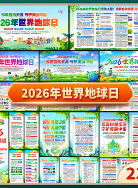 2026年世界地球日主题展板宣传栏保护地球海报psd图片素材