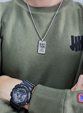 欧美潮牌shok淬火项链男生军风百搭个性钛钢不掉色嘻哈风饰品潮流