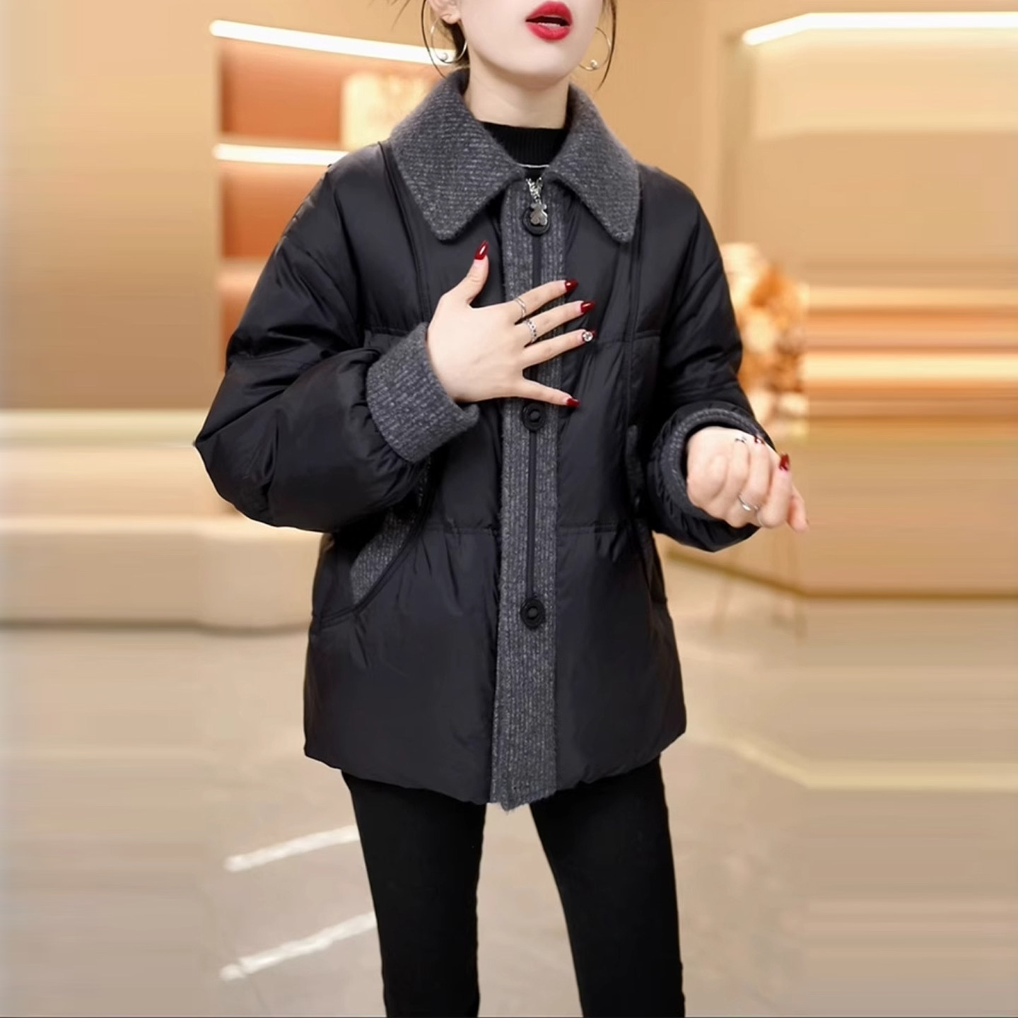 洋气大码短款羽绒棉服女冬季保暖棉袄高级感妈妈装翻领棉衣女外套,女装/女士精品,棉衣/棉服,淘宝优惠券,粉丝福利购,淘宝优惠卷