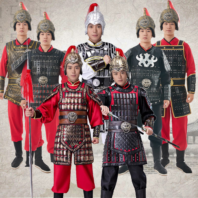 古装盔甲男款铠甲古代小兵士兵小将演出服装将军秦朝汉朝唐朝戏服