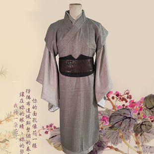 古装男士汉服古代老爷掌柜商人王爷棉麻宽袖长袍汉朝三国演出服装