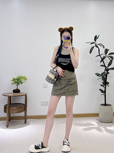 短裙 裙2025宽松显瘦时尚 苗与木军绿口袋甜酷辣妹时尚 百搭高腰工装