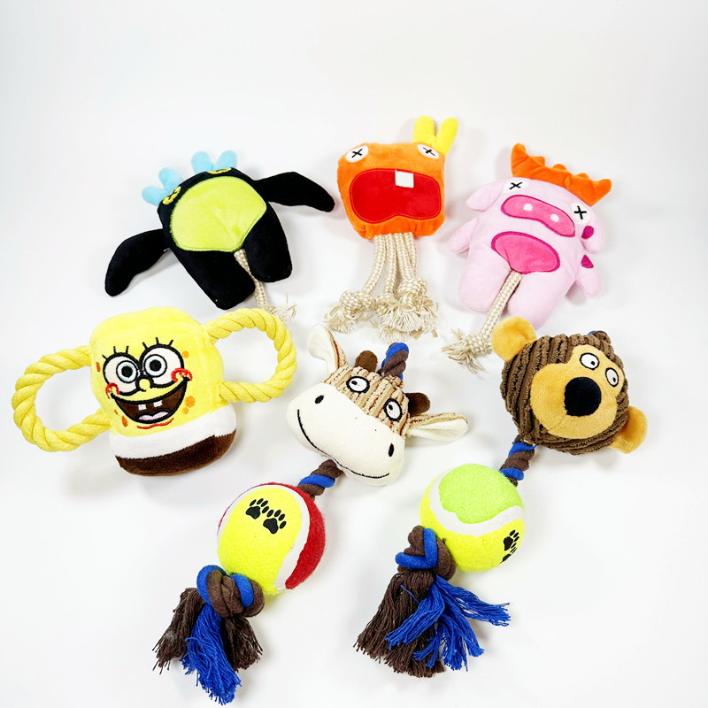 结绳毛绒玩具磨牙自嗨尖叫狗玩具