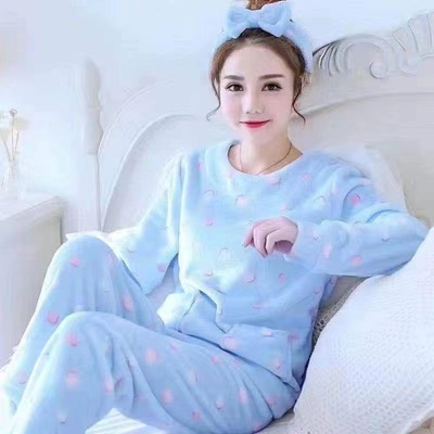 珊瑚绒睡衣女冬季长袖2025年新款法兰绒加厚保暖可外穿家居服套装