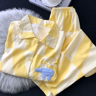 夏天 新款 纯棉立体小象睡衣女春秋季 宽松可爱家居服套装 可外穿长袖